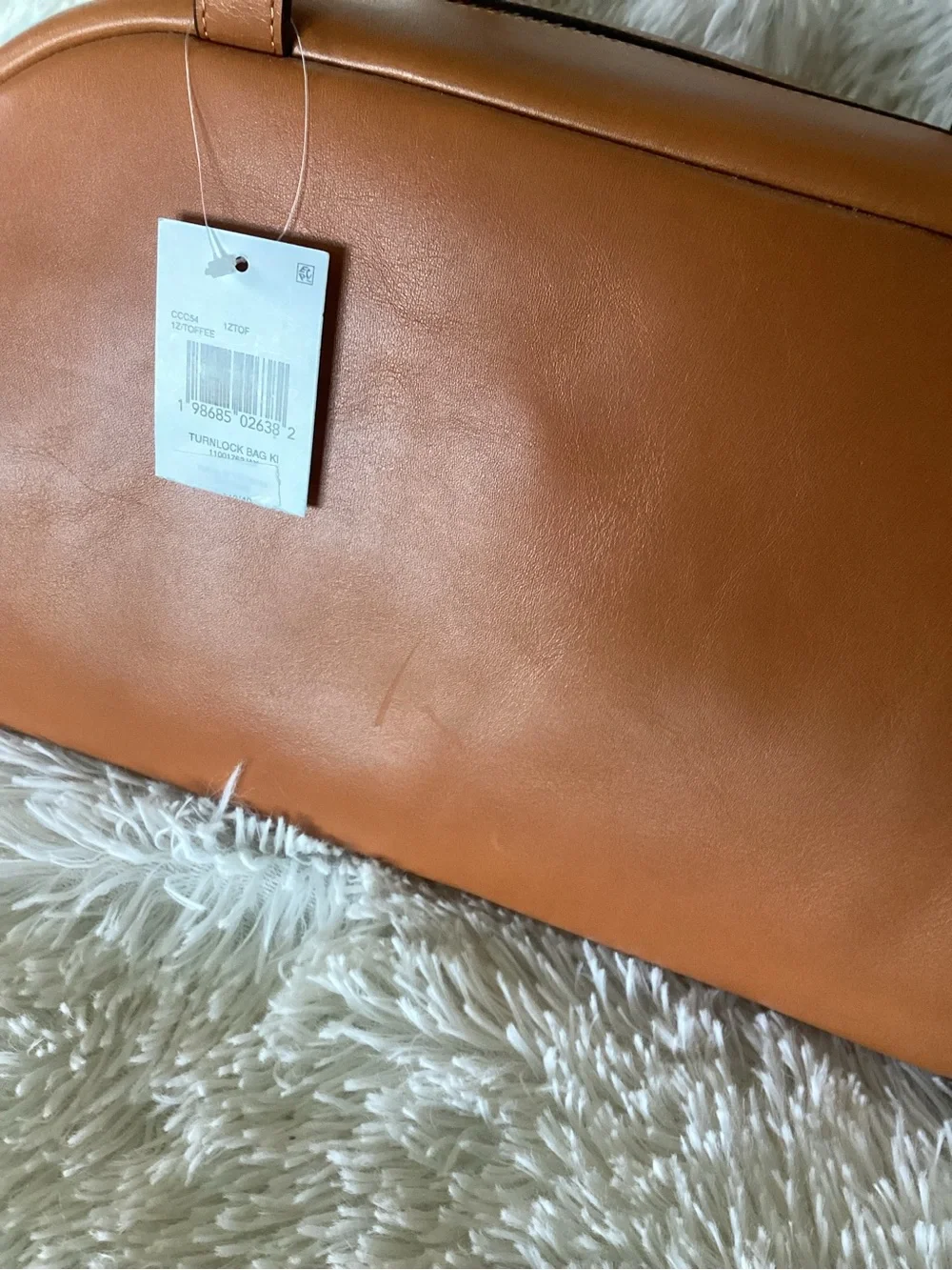 Coach Turnlock Toffee Leather Double Pocket Satchel